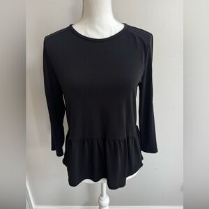 Mango Black Long Sleeve Women's Peplum Top